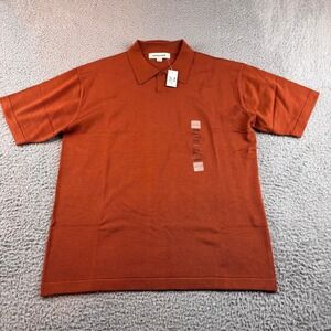 NEW Pronto Uomo Polo Shirt Mens Medium Burnt Orange Brown Preppy Casual Golf